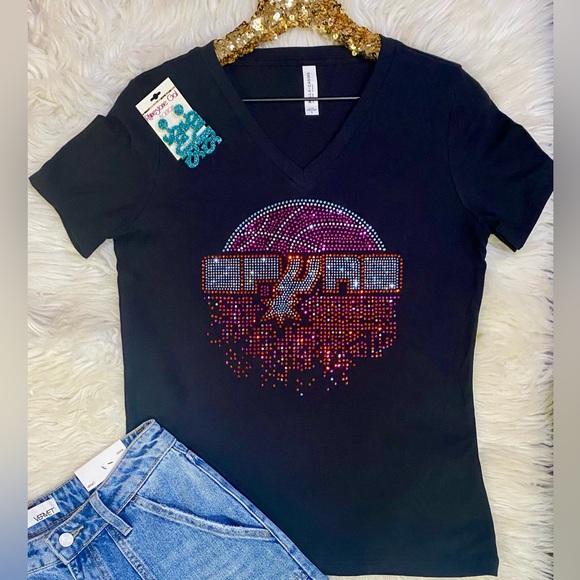 Tops - BRAND NEW WITH TAGS Rhinestone Spurs V Neck Tee